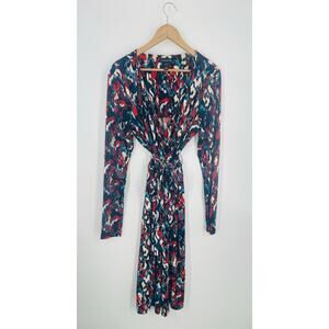 Long Tall Sally TALL Multi Colored Abstract Print Midi Wrap Dress with Sleeves